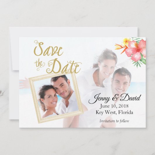 Tropische foto save the date (Voorkant)