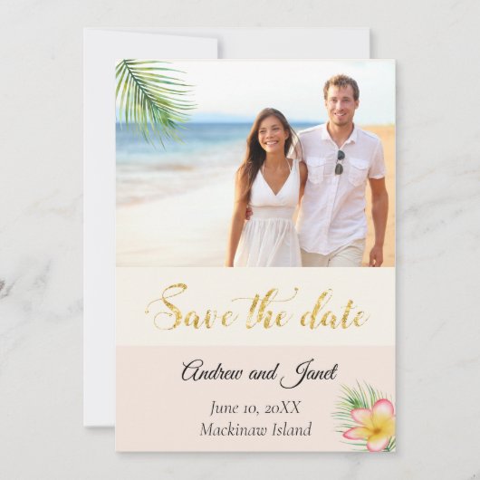 Tropische foto save the date (Voorkant)