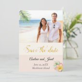 Tropische foto save the date (Staand voorkant)