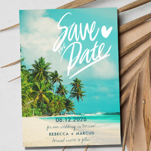 Tropische foto Strand Bestemming Bruiloft Save The Date