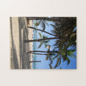 Tropische foto van de strandscène met wit zand en  legpuzzel (Horizontaal)