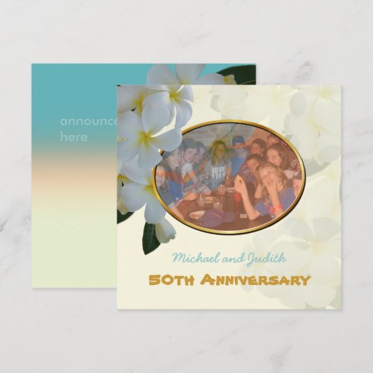 Tropische fotoaankondiging met Plumeria Lei Aankondiging (Voorkant / Achterkant)