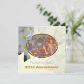 Tropische fotoaankondiging met Plumeria Lei Aankondiging (Staand voorkant)