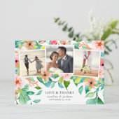Tropische Fotocollage Bruiloft Dank u Kaart (Staand voorkant)