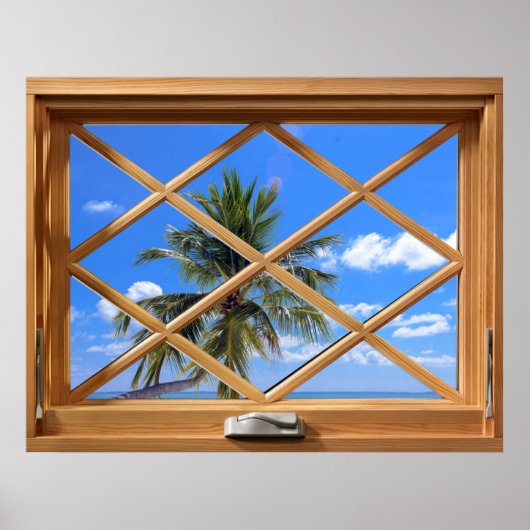 Tropische fout kokokosnoot, faux-vensterverlichtin poster (Voorkant)