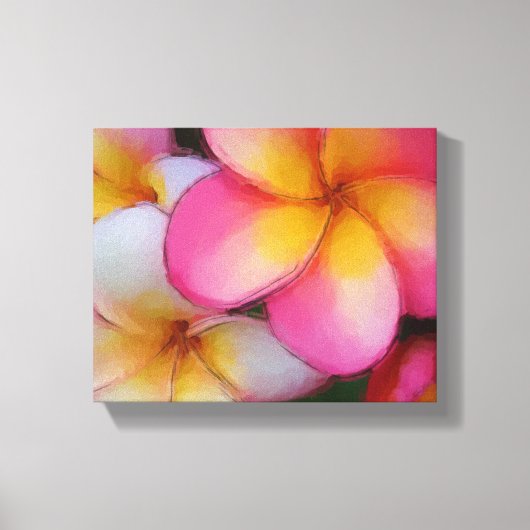 Tropische Frangipani Plumeria Bloemen Canvas Afdruk (Voorkant)
