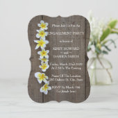 Tropische Frangipani Rustic Engagement Party nodig Kaart (Staand voorkant)