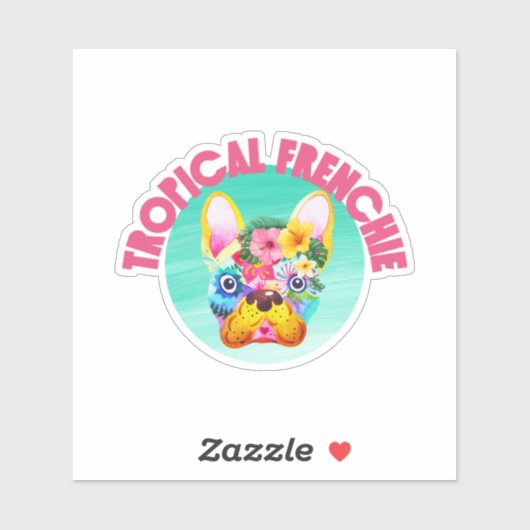 Tropische Franse Bulldog, helder en kleurrijk Sticker (Vel)