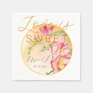 Tropische Freesia Waterverf Liefde is Zoet Servet