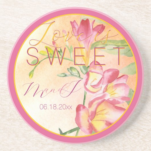 Tropische Freesia Waterverf Liefde is Zoet Zandsteen Onderzetter (Voorkant)