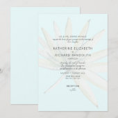 Tropische Frond Ice Blue Bruid Ouders Bruiloft Kaart (Voorkant / Achterkant)