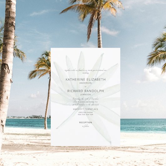 Tropische Frond Wit Geen Ouders vermeld Bruiloft Kaart