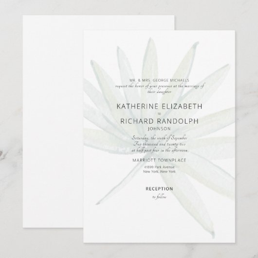 Tropische Frond Witte Bruid Ouders Bruiloft Kaart (Voorkant / Achterkant)