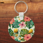 Tropische Fruit Bloemensleutelhanger Sleutelhanger (Achterkant)
