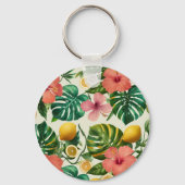 Tropische Fruit Bloemensleutelhanger Sleutelhanger (Achterkant)