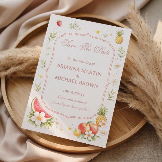 Tropische Fruit Bloemige Aankondiging