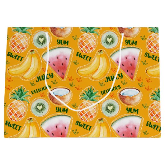 Tropische Fruit Cadeau Zak Groot Cadeauzakje (Voorkant)