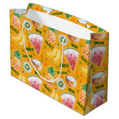 Tropische Fruit Cadeau Zak Groot Cadeauzakje (Achterkant Gekanteld)