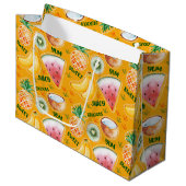 Tropische Fruit Cadeau Zak Groot Cadeauzakje (Voorkant Gekanteld)