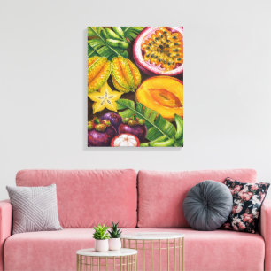 Tropische Fruit Kunst Exotische Keuken Decor Canvas Afdruk