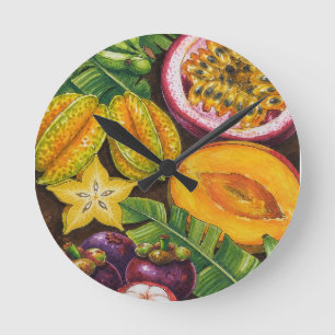 Tropische Fruit Kunst Exotische Keuken Decor Ronde Klok
