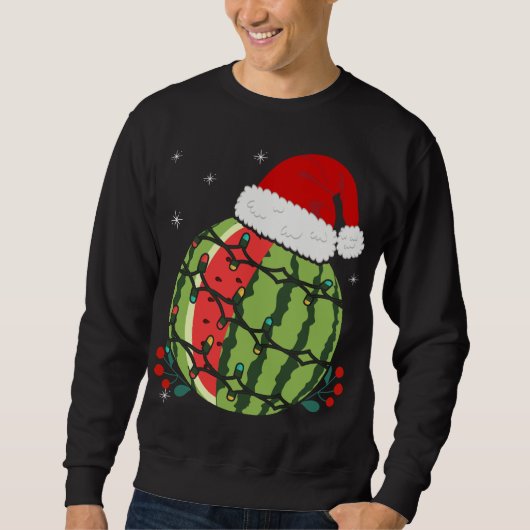 Tropische Fruit Santa Hoed Watermelon Hawaii Kerst Trui (Voorkant)