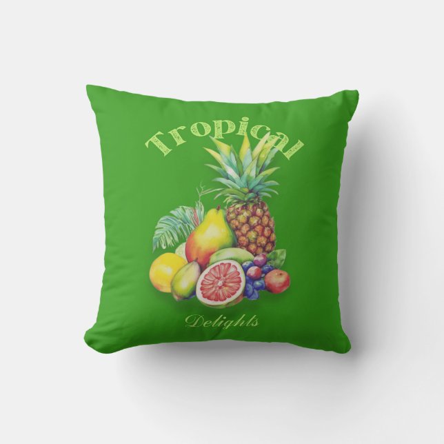Tropische Fruitcollage Buitenkussen (Voorkant)
