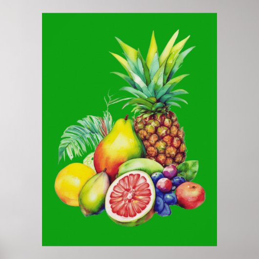 Tropische Fruitcollage Poster (Voorkant)