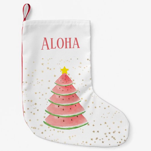 Tropische fruitgouden sterren Aloha Kleine Kerstsok (Voorkant)