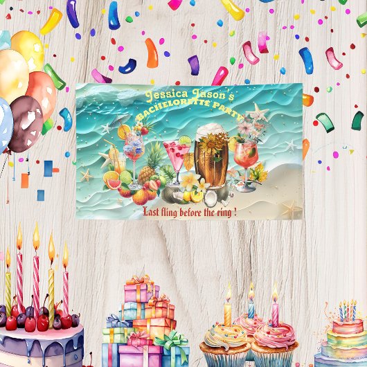 Tropische Fruitige Cocktails Vrijgezellenfeest Spandoek