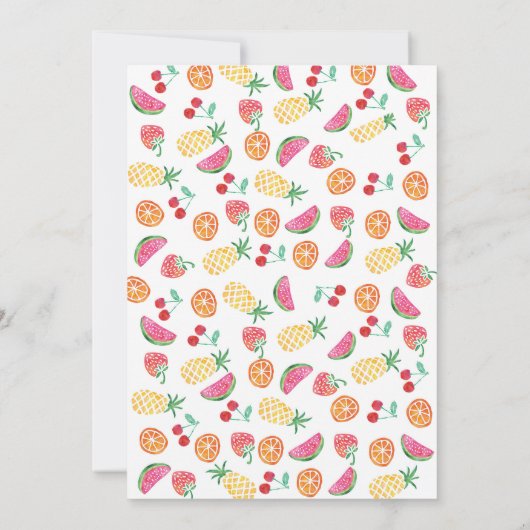 Tropische fruitige Roze Verjaardagsuitnodiging Kaart (Achterkant)