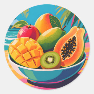 Tropische Fruitkom Illustratie Ronde Sticker