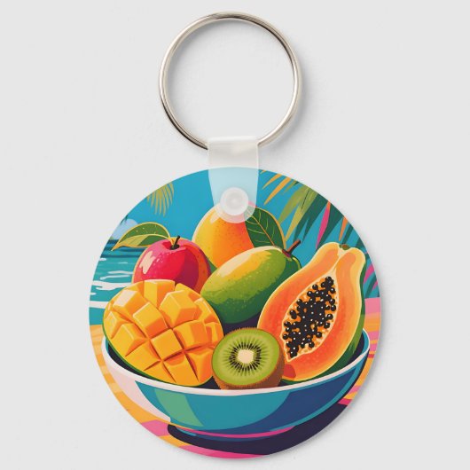 Tropische Fruitkom Illustratie Sleutelhanger (Voorkant)