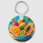 Tropische Fruitkom Illustratie Sleutelhanger (Achterkant)