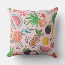 Tropische fruitroze tuin, all-over print buitenkussen