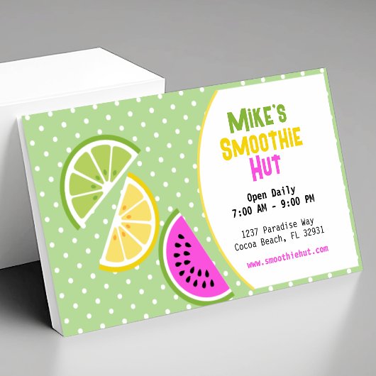 Tropische fruitsaus smoothie visitekaartje