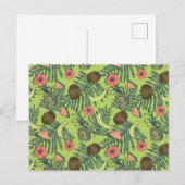 Tropische fruitschets op groen patroon briefkaart (Voorkant / Achterkant)