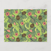 Tropische fruitschets op groen patroon briefkaart (Voorkant)