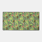 Tropische fruitschets op groen patroon bureaumat (Voorkant)