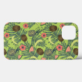 Tropische fruitschets op groen patroon Case-Mate iPhone case (Achterkant (horizontaal))