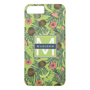 Tropische fruitschets op groen patroon iPhone 8/7 plus hoesje