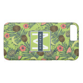 Tropische fruitschets op groen patroon Case-Mate iPhone case (Achterkant (Horizontaal))