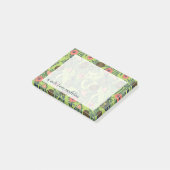 Tropische fruitschets op groen patroon post-it® notes (Schuin)