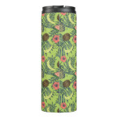 Tropische fruitschets op groen patroon thermosbeker (Achterkant)