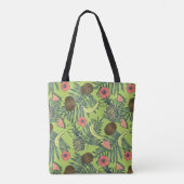 Tropische fruitschets op groen patroon tote bag (Achterkant)