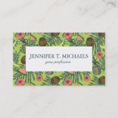 Tropische fruitschets op groen patroon visitekaartje (Voorkant)
