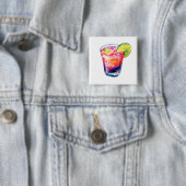 Tropische fruitstaart vierkante button 5,1 cm (In situ)