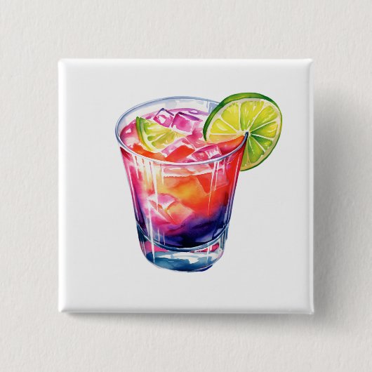 Tropische fruitstaart vierkante button 5,1 cm (Voorkant)