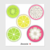 Tropische fruitstokjes, Citrus, Dragonfruit, Kiwi Sticker (Vel)