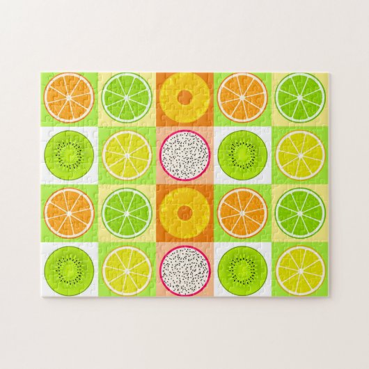 Tropische fruitstokjes, Citrus, Kiwi en Dragonfrui Legpuzzel (Horizontaal)